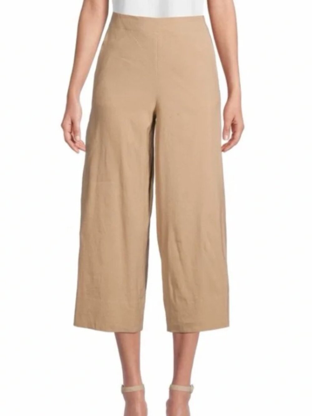 Vince Beige High-Rise Linen-Blend Culottes